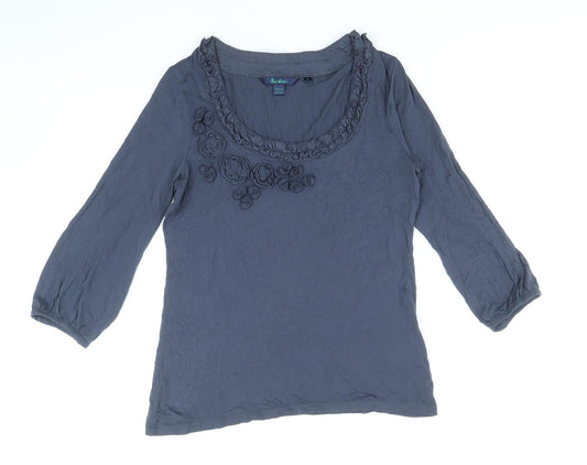 Baby Boden Womens Blue Modal Basic T-Shirt Size 8 Round Neck