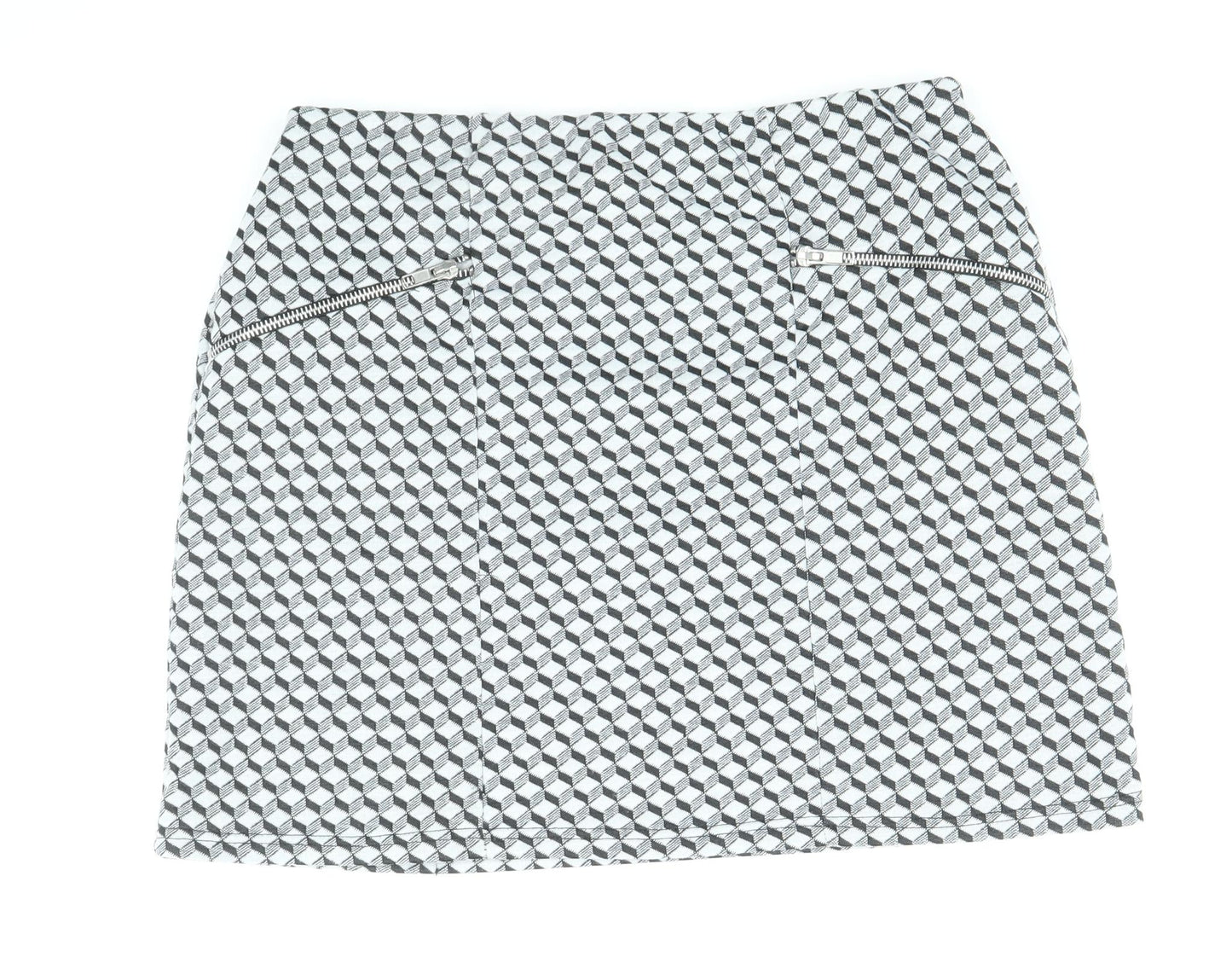 Atmosphere Womens Black Geometric Polyester Mini Skirt Size 10