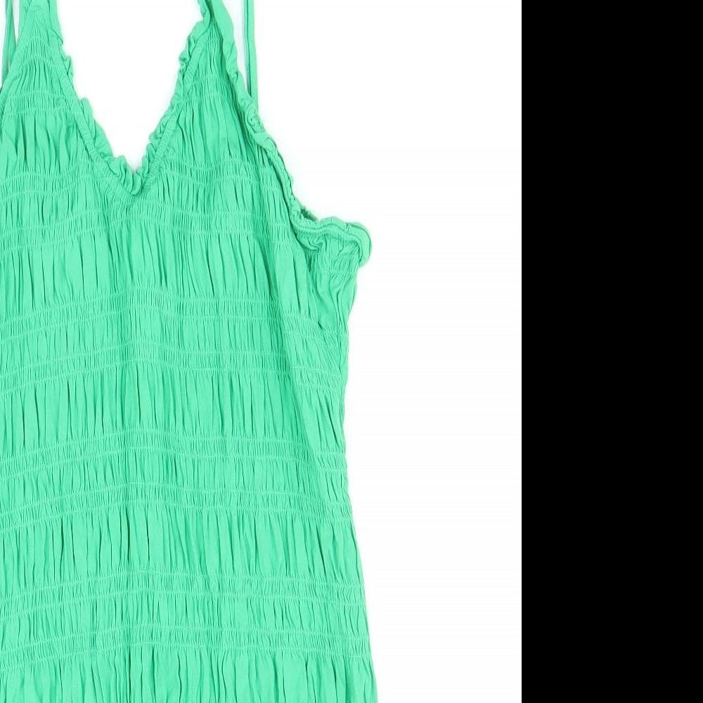 h&m green slip dress Dark dusty green Tie-back Slip Dress for kids