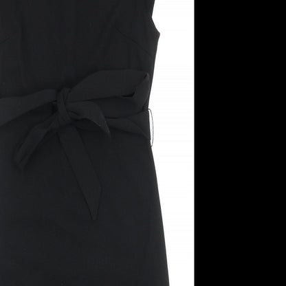 SHEIN Womens Black Polyester A-Line Size M Round Neck Zip