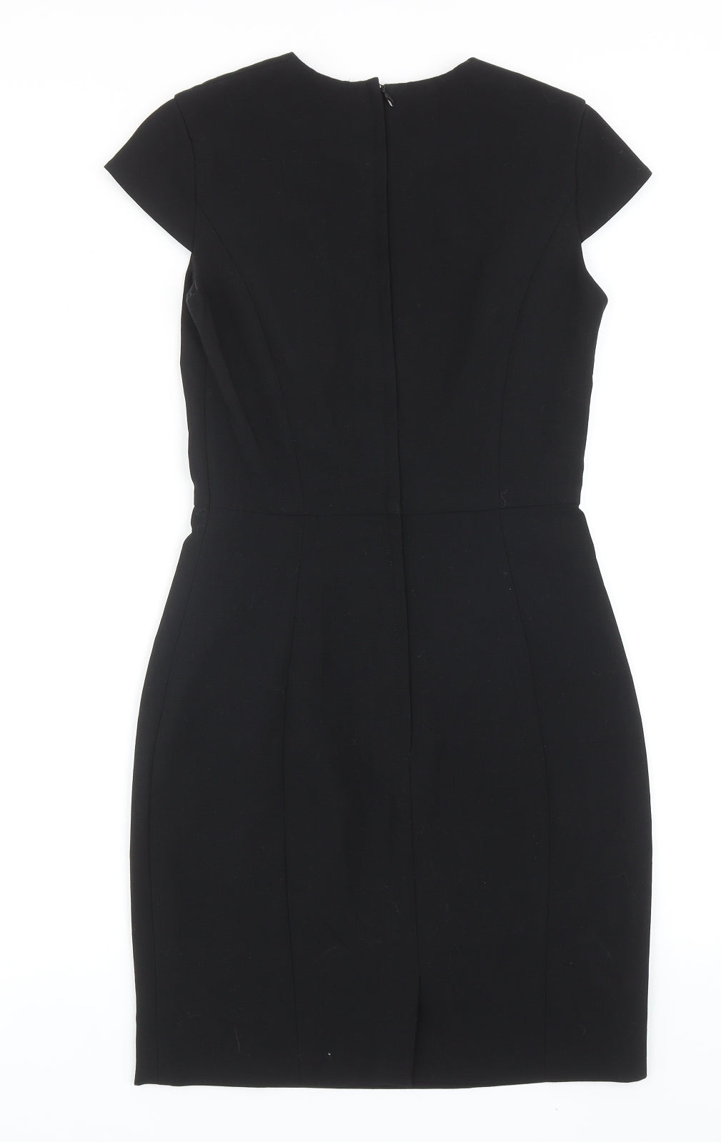 H&M Womens Black Polyester A-Line Size 8 Round Neck Zip