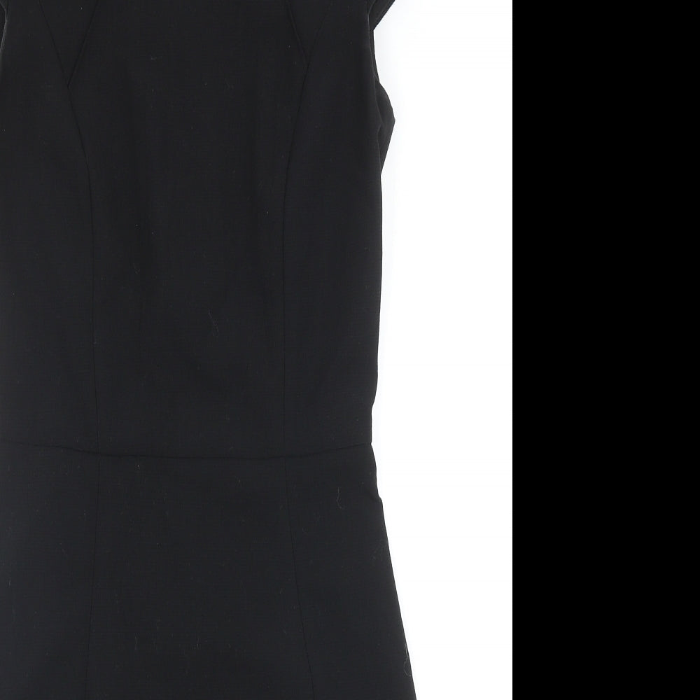 H&M Womens Black Polyester A-Line Size 8 Round Neck Zip