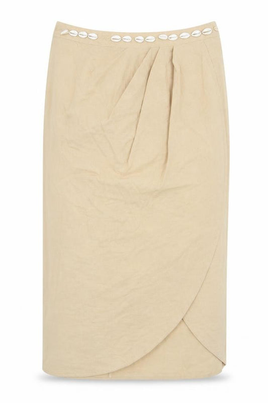 Zara Womens Beige Cotton Straight & Pencil Skirt Size M Zip