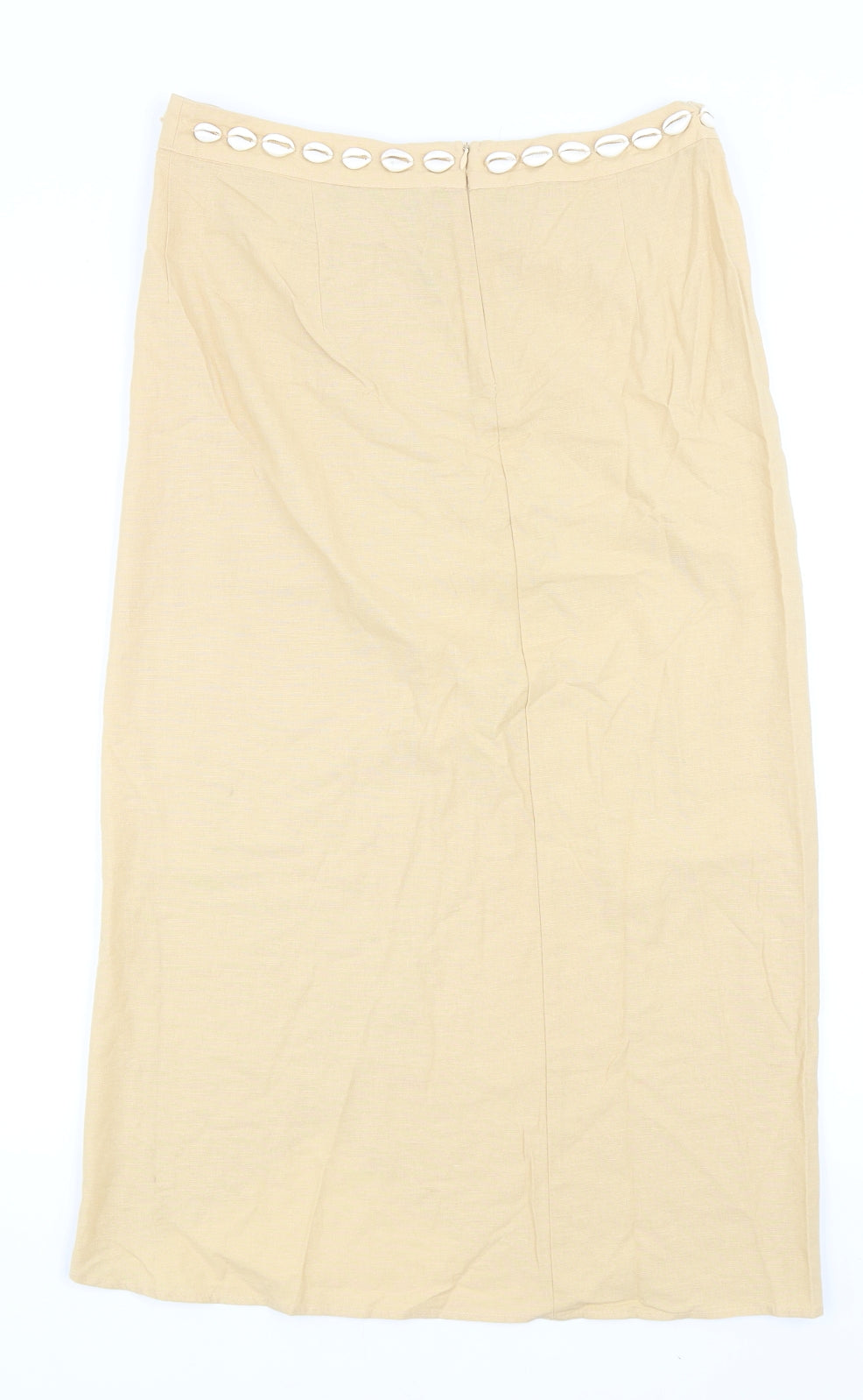 Zara Womens Beige Cotton Straight & Pencil Skirt Size M Zip