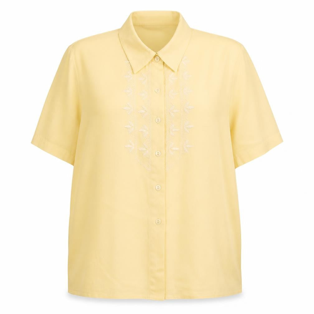 Design Essentials Womens Yellow Polyester Basic Button-Up Size 18 Collared