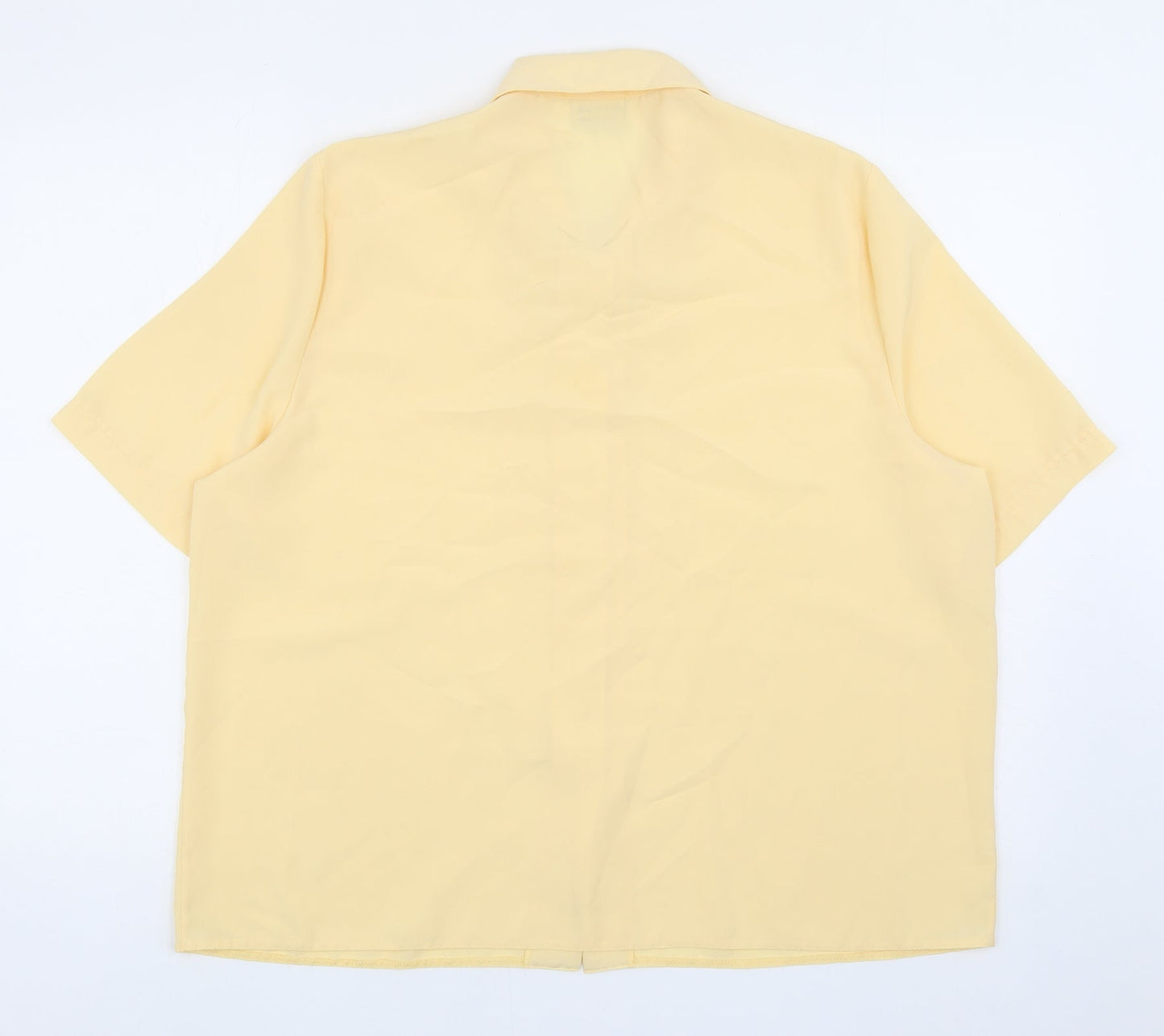 Design Essentials Womens Yellow Polyester Basic Button-Up Size 18 Collared