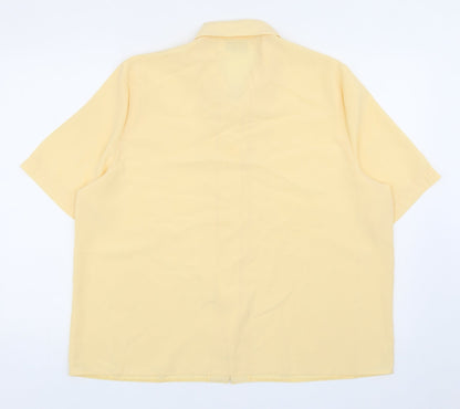 Design Essentials Womens Yellow Polyester Basic Button-Up Size 18 Collared