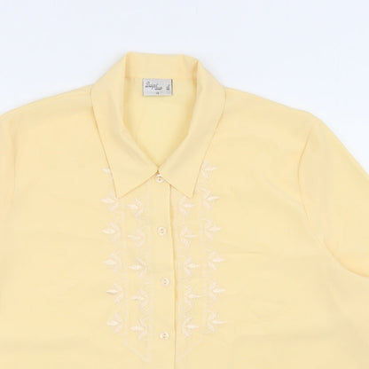 Design Essentials Womens Yellow Polyester Basic Button-Up Size 18 Collared