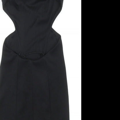 Miss Selfridge Womens Black Polyester Pencil Dress Size 6 Round Neck Pullover