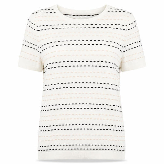 Warehouse Womens White Round Neck Geometric Viscose Pullover Jumper Size 14