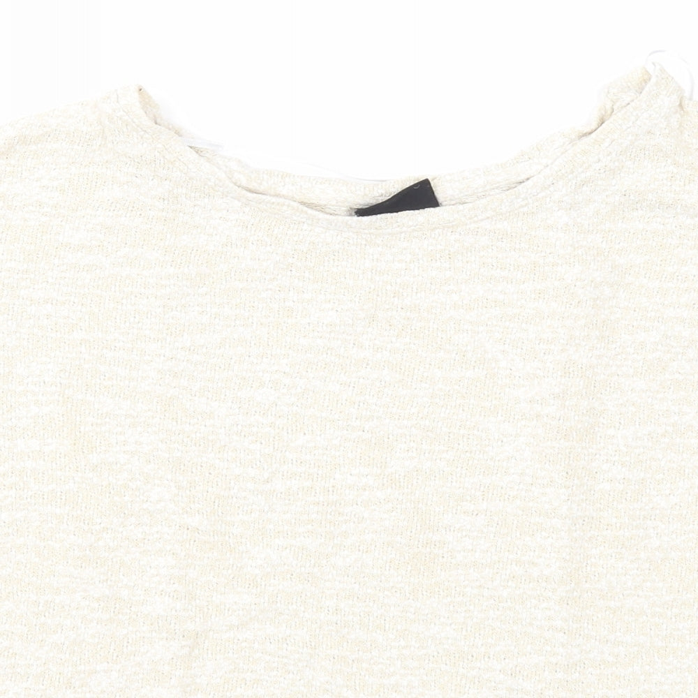 VILA Womens Beige Round Neck Acrylic Pullover Jumper Size M
