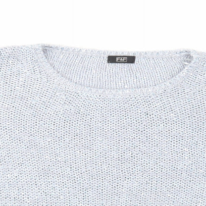 F&F Womens Blue Round Neck Acrylic Pullover Jumper Size 18