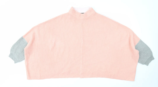 Threadbare Womens Pink Mock Neck Acrylic Pullover Jumper Size 10