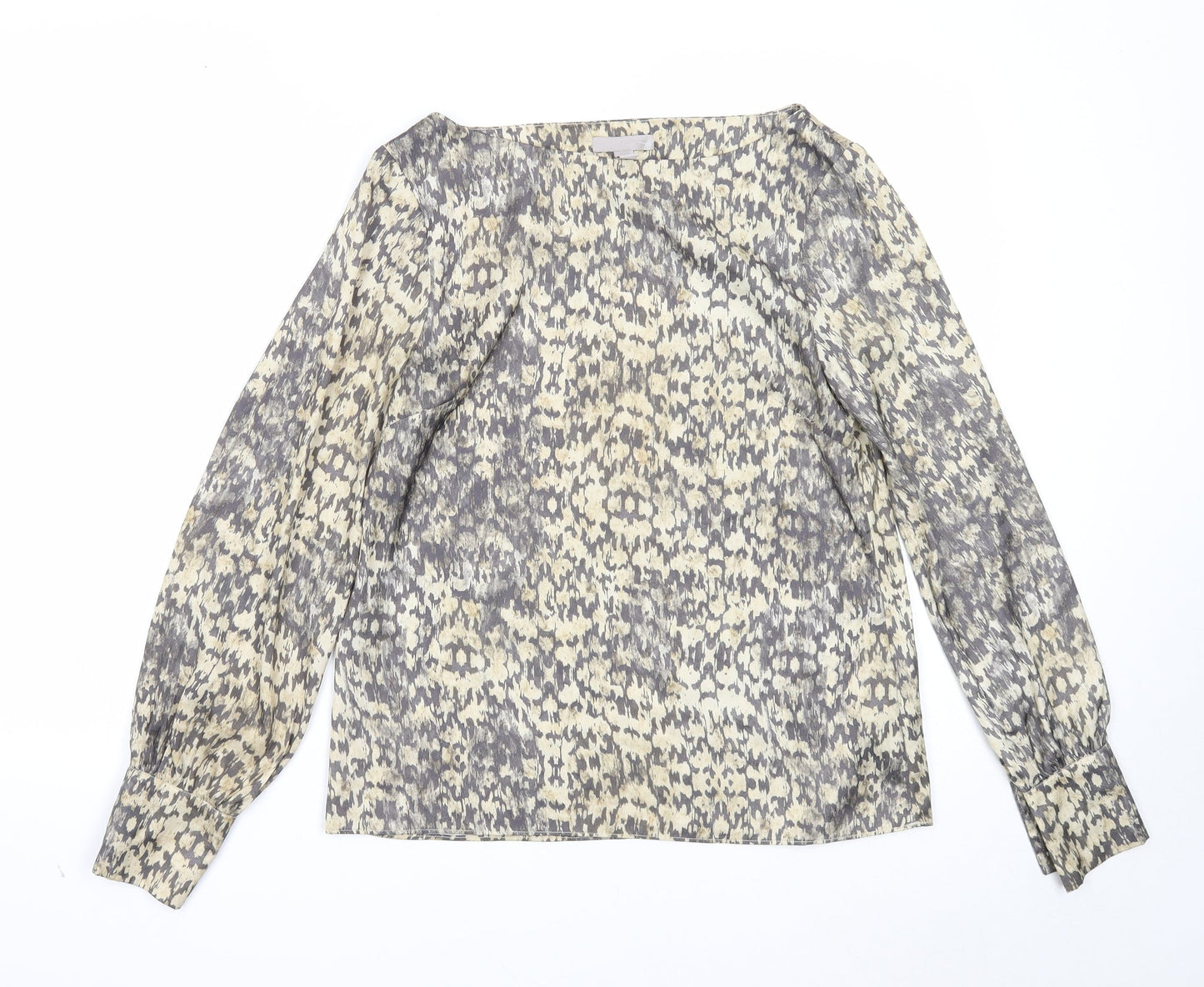 H&M Womens Multicoloured Geometric Polyester Basic Blouse Size 8 Boat Neck