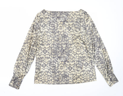 H&M Womens Multicoloured Geometric Polyester Basic Blouse Size 8 Boat Neck