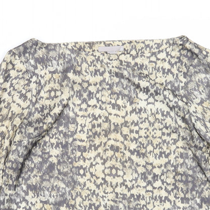 H&M Womens Multicoloured Geometric Polyester Basic Blouse Size 8 Boat Neck