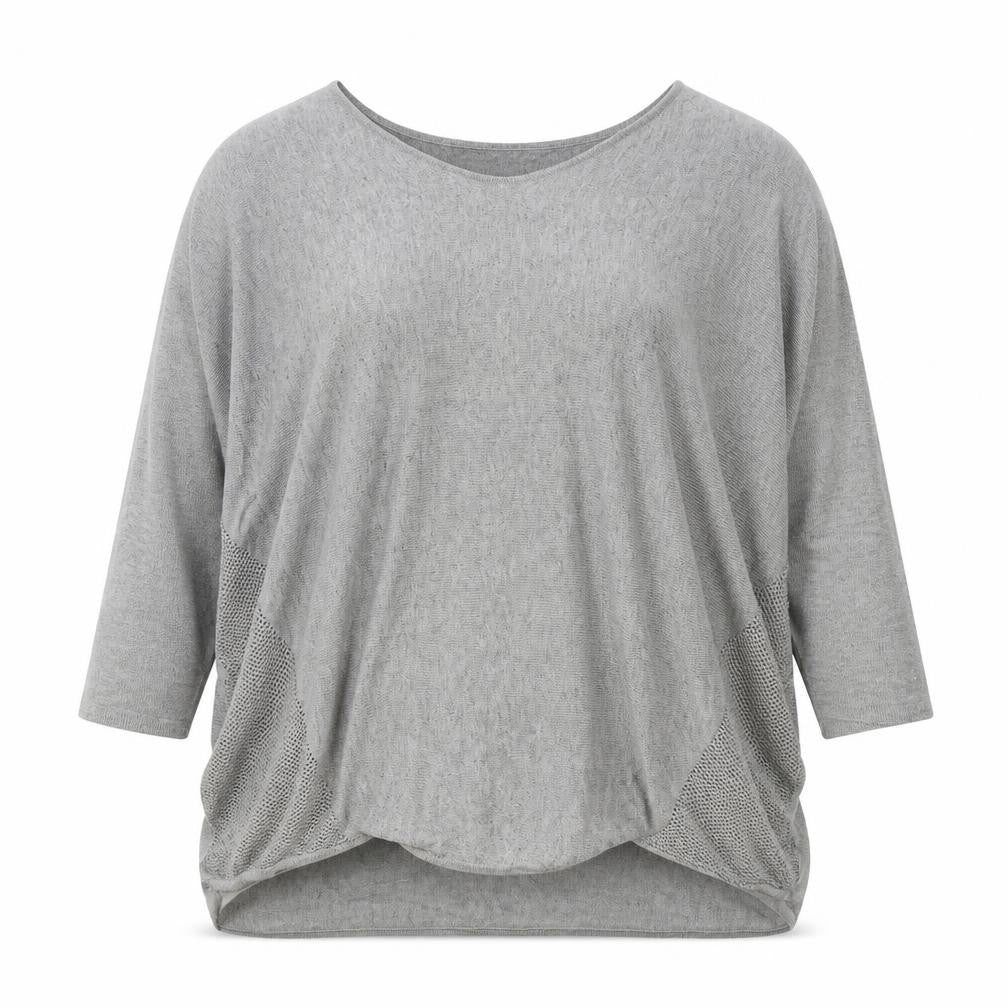 Papaya Womens Grey Polyester Basic T-Shirt Size M V-Neck