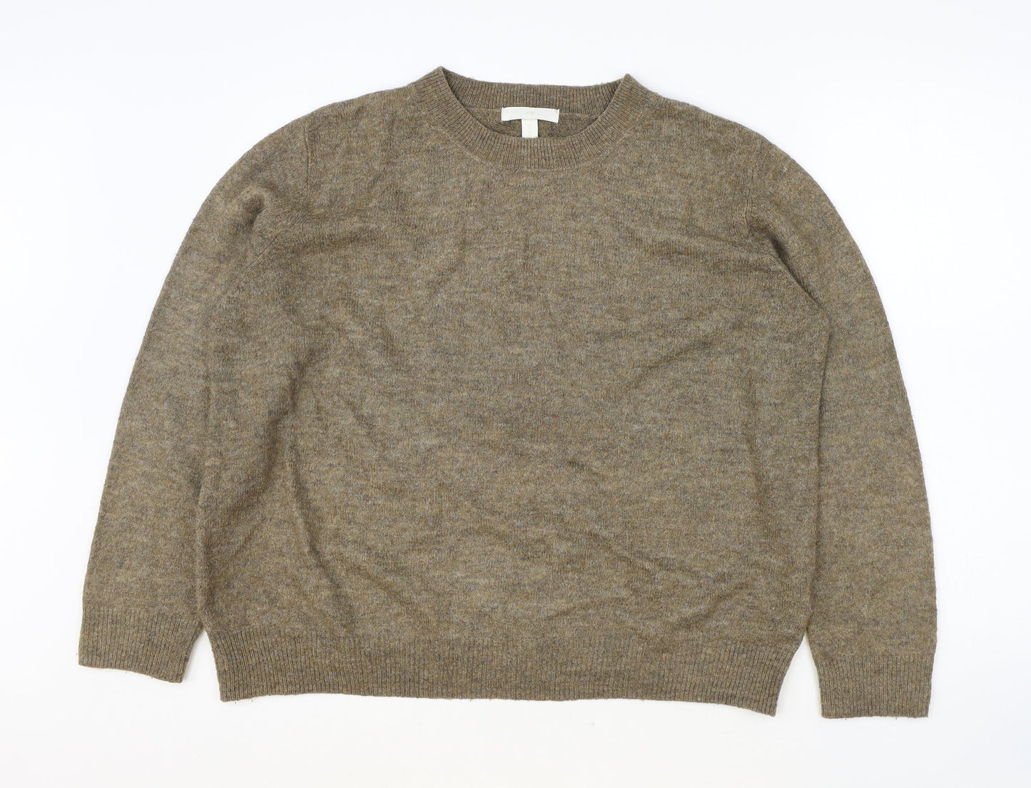 H&M Womens Brown Round Neck Acrylic Pullover Jumper Size XL