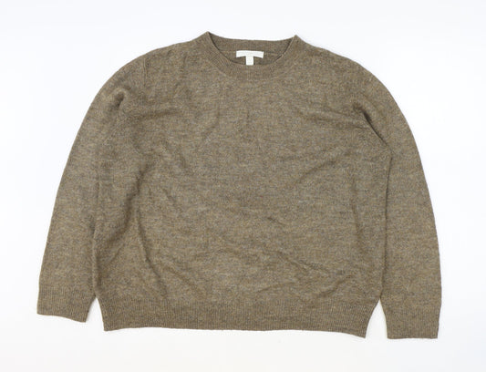 H&M Womens Brown Round Neck Acrylic Pullover Jumper Size XL