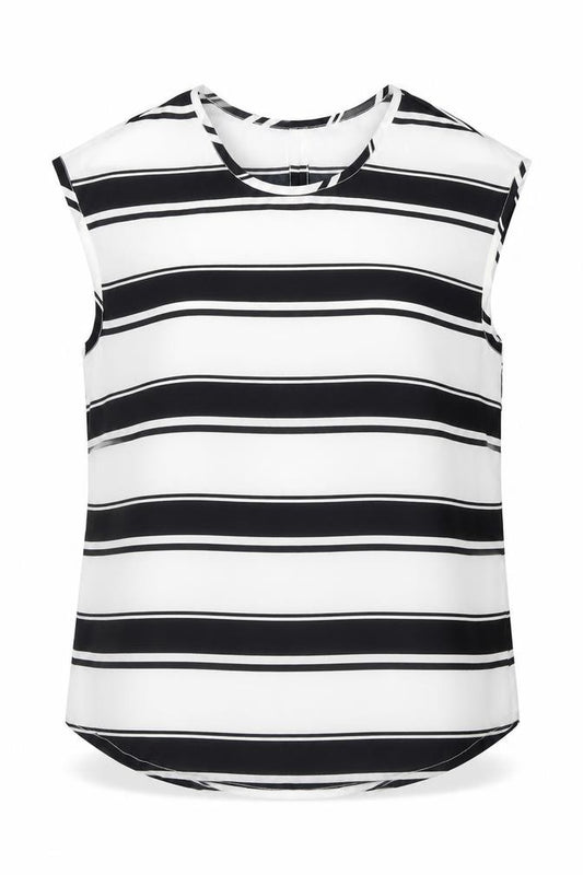 Atmosphere Womens Black Striped Polyester Basic Blouse Size 10 Scoop Neck