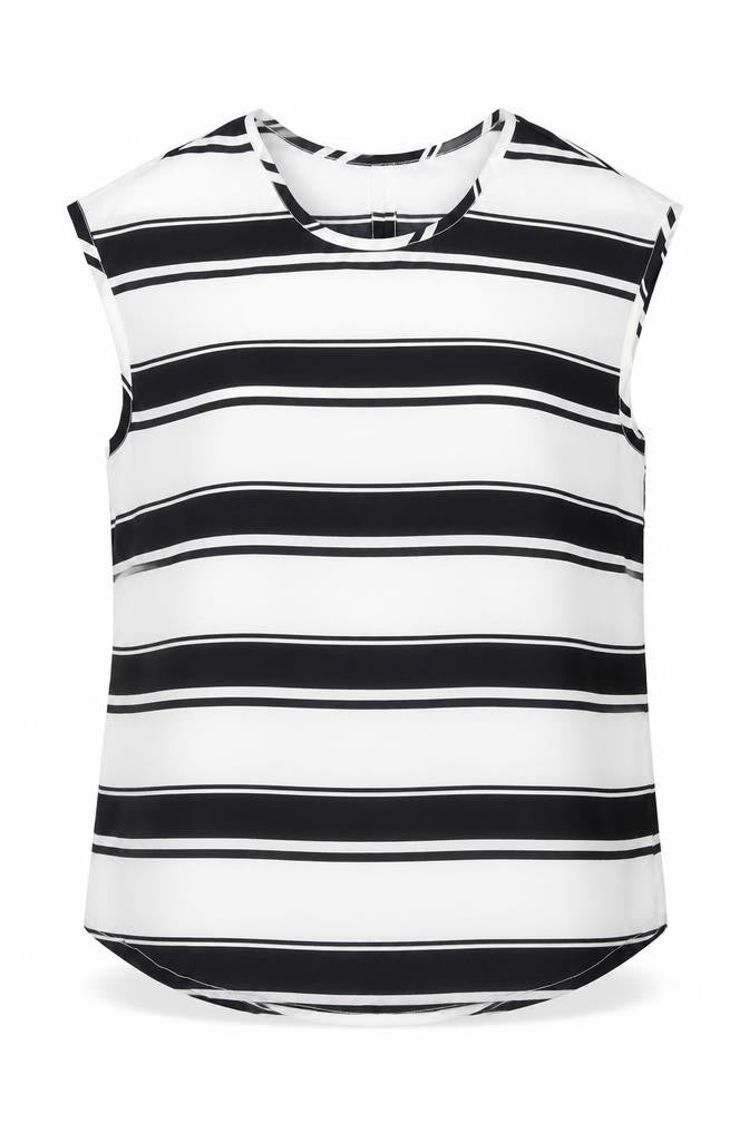 Atmosphere Womens Black Striped Polyester Basic Blouse Size 10 Scoop Neck