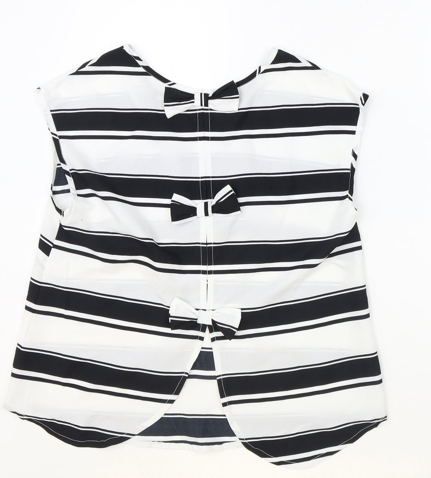 Atmosphere Womens Black Striped Polyester Basic Blouse Size 10 Scoop Neck