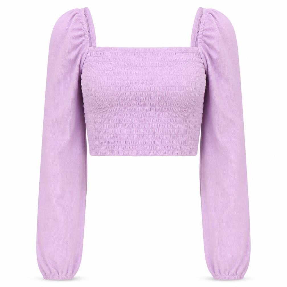 Divided Womens Purple Polyester Cropped Blouse Size XS Square Neck