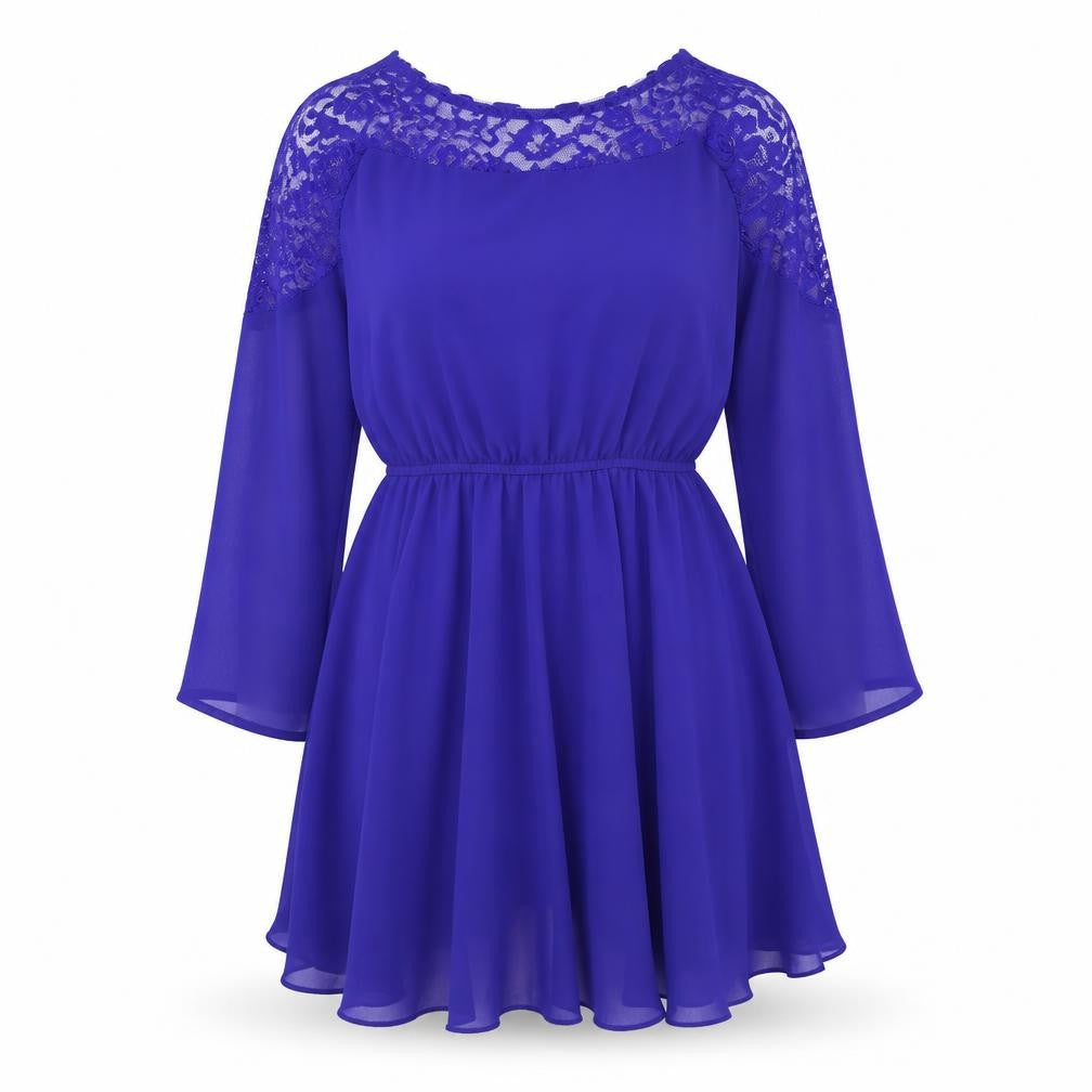 ASOS Womens Blue Polyester Skater Dress Size 6 Round Neck Pullover
