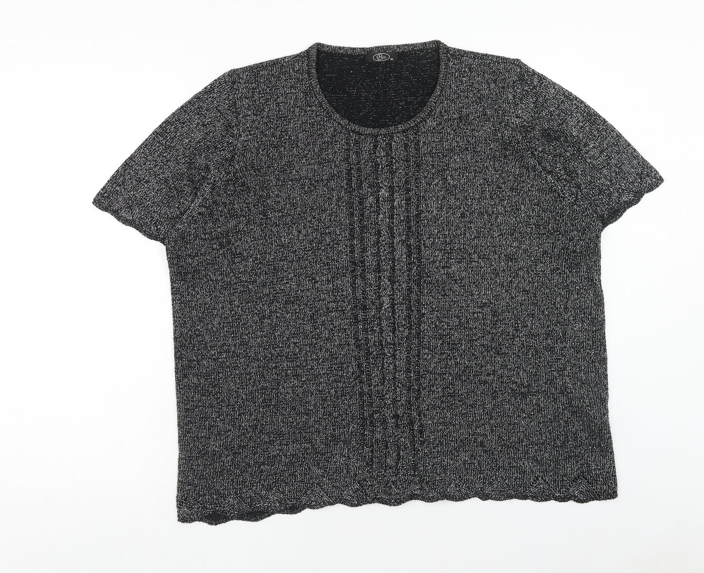 Bonmarche Womens Black Round Neck Acrylic Pullover Jumper Size XL
