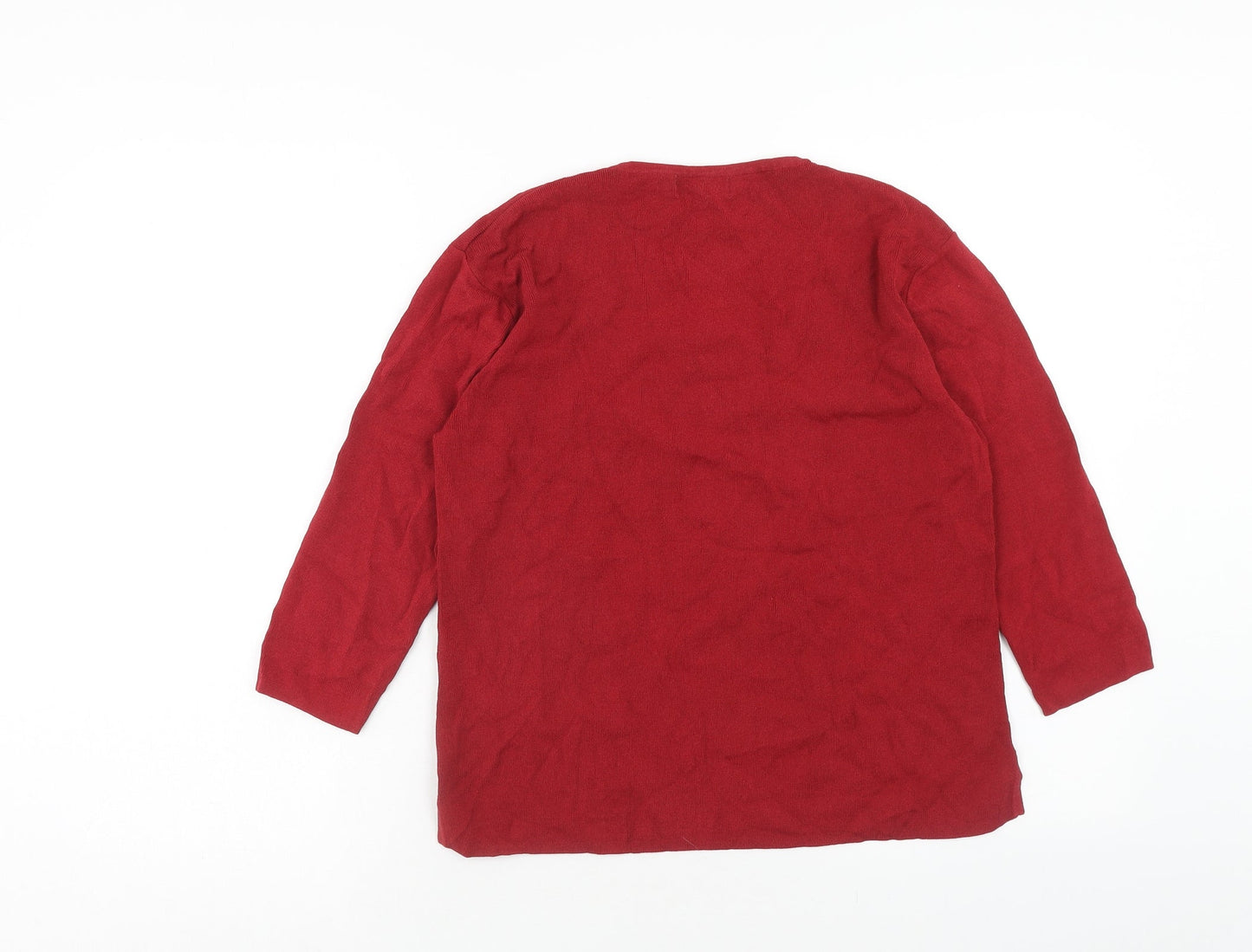 Angelina Womens Red Round Neck Acrylic Pullover Jumper Size S