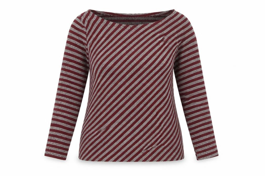 Epilogue Womens Red Scoop Neck Striped Polyester Pullover Jumper Size 10