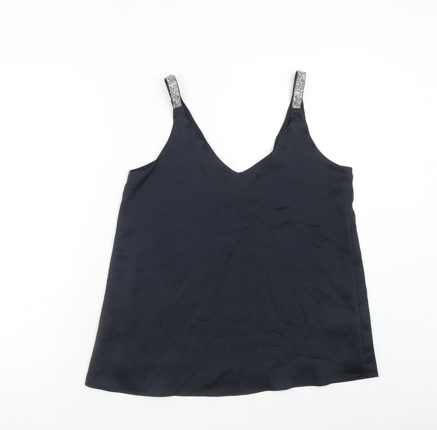 NEXT Womens Blue Polyester Basic Tank Size 10 V-Neck