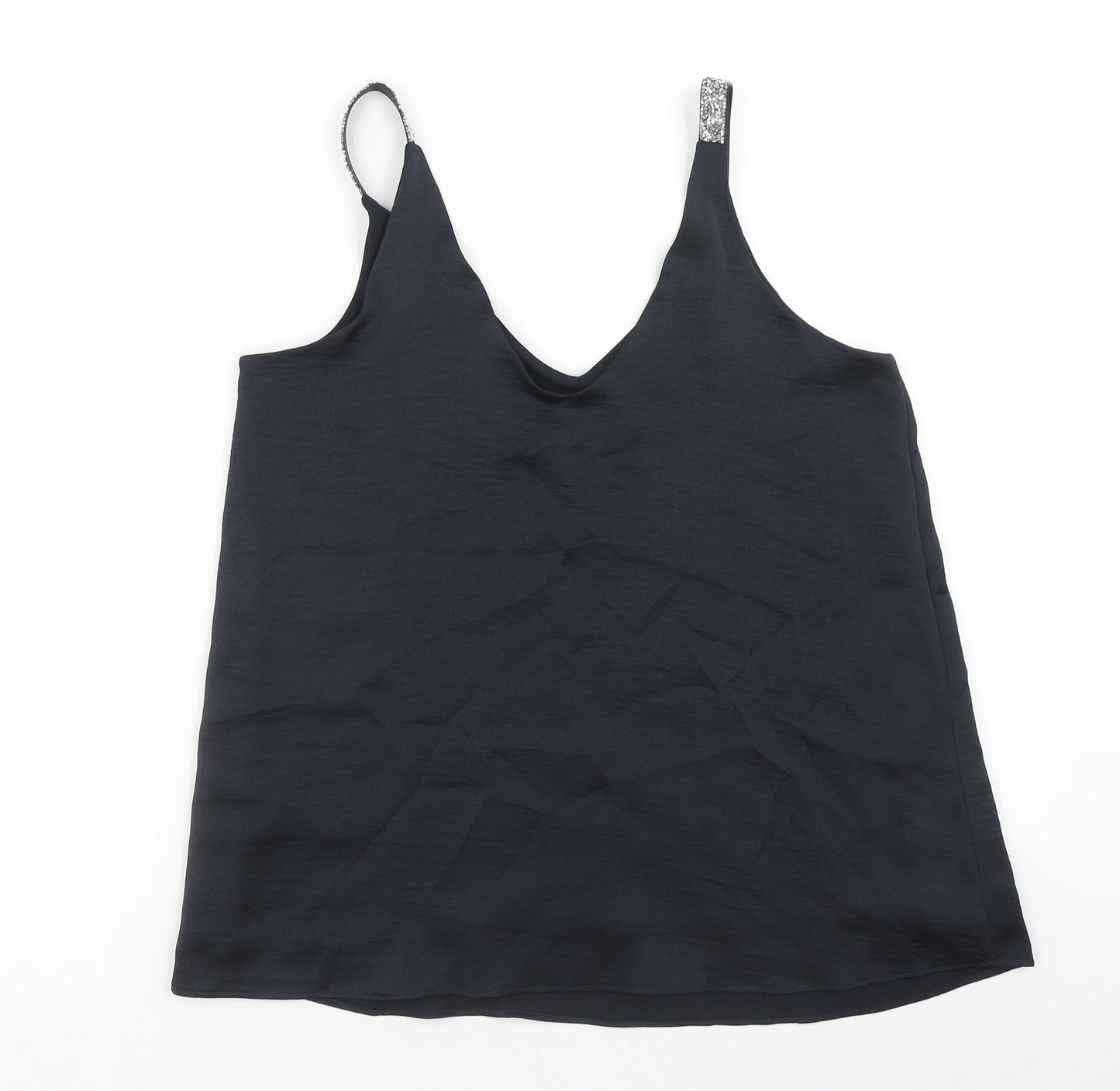 NEXT Womens Blue Polyester Basic Tank Size 10 V-Neck