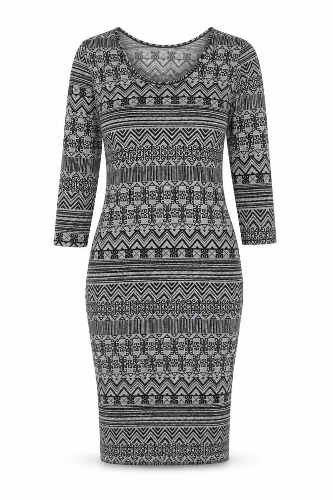Quiz Womens Grey Geometric Polyester Tank Dress Size 12 Round Neck Pullover