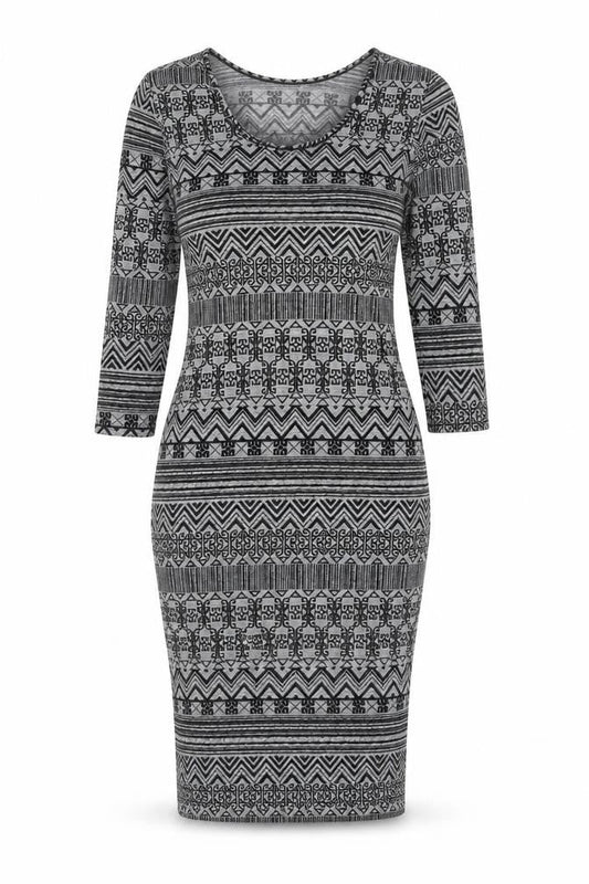 Quiz Womens Grey Geometric Polyester Tank Dress Size 12 Round Neck Pullover