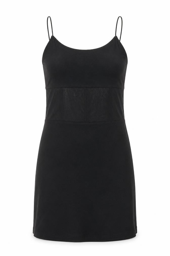H&M Womens Black Viscose Slip Dress Size S Round Neck Pullover