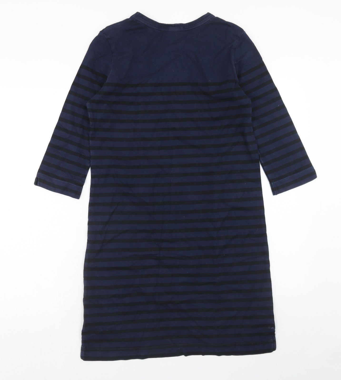 Uniqlo Womens Blue Striped Cotton Shift Size S Round Neck Pullover