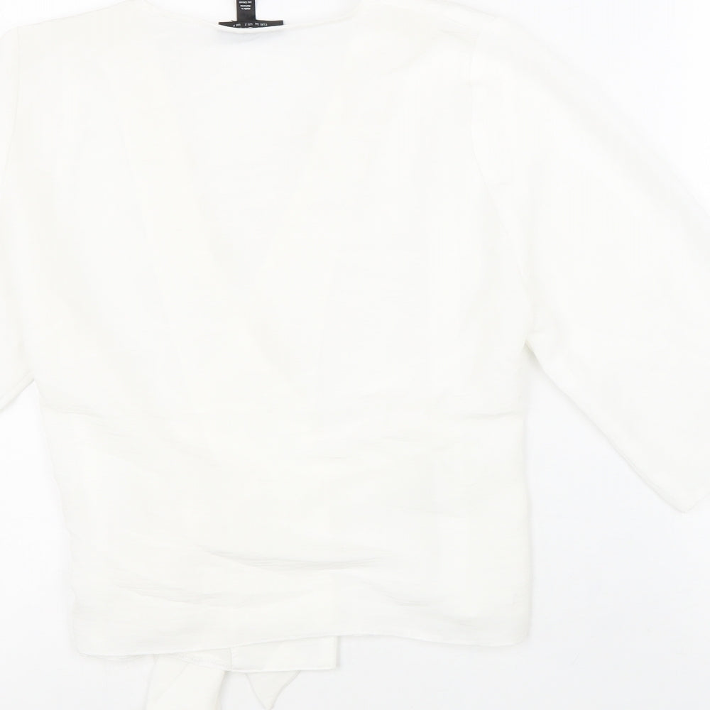 Topshop Womens White Polyester Wrap Blouse Size 6 V-Neck