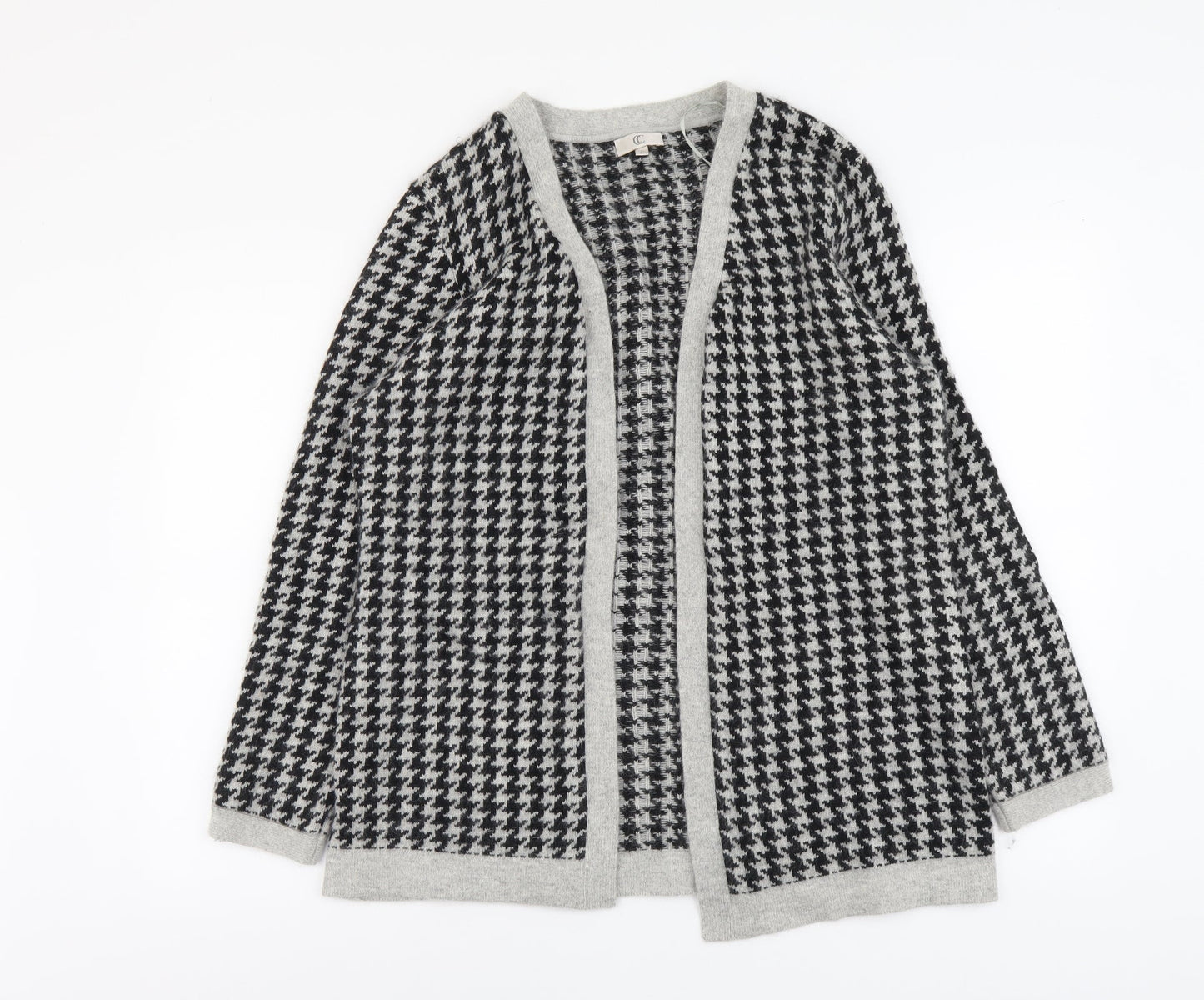 CC Womens Grey V-Neck Geometric Nylon Pullover Jumper Size L
