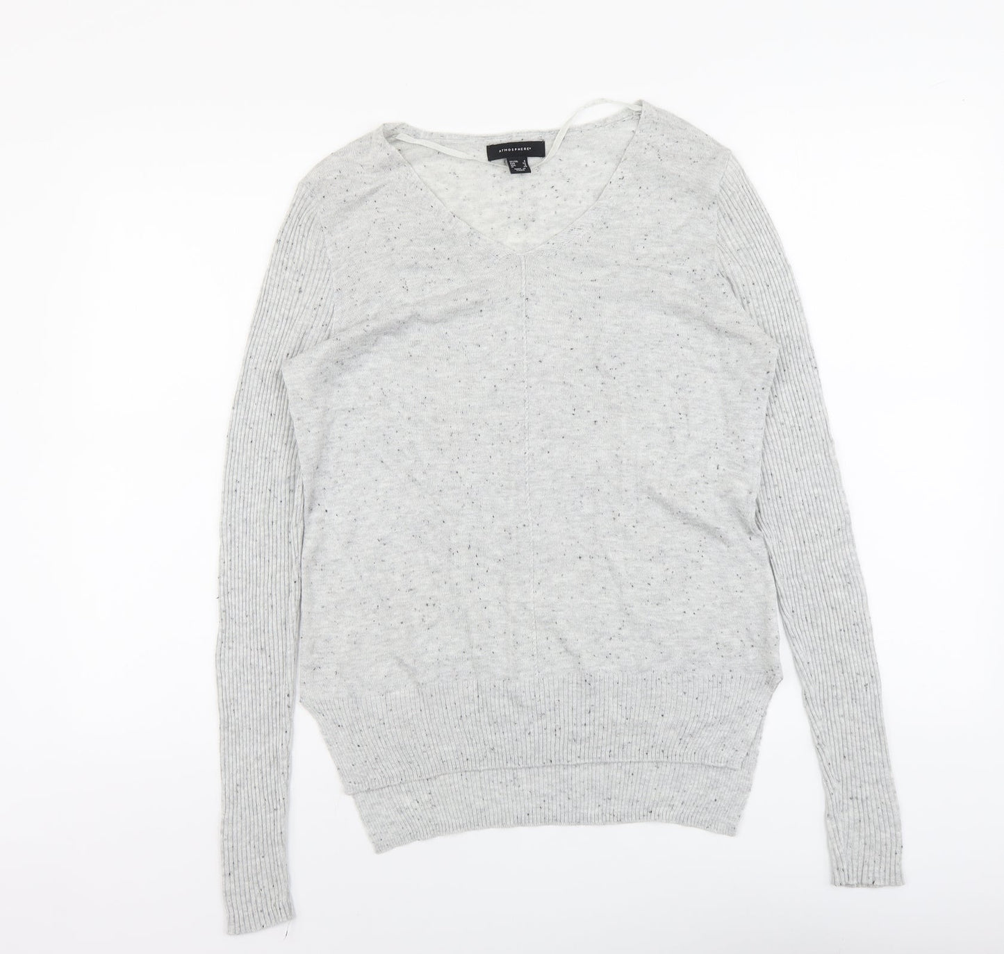 Atmosphere Womens Grey V-Neck Acrylic Pullover Jumper Size 8