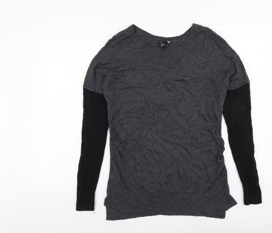 H&M Womens Grey Round Neck Viscose Pullover Jumper Size XS