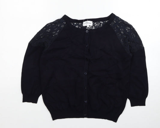 Arrae Womens Black Round Neck Viscose Cardigan Jumper Size 10