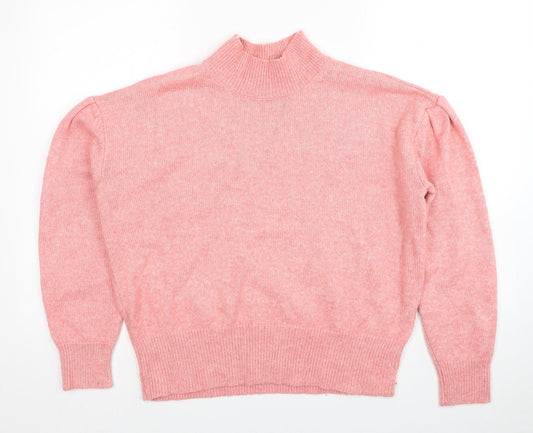Marks and Spencer Womens Pink Roll Neck Polyester Pullover Jumper Size M