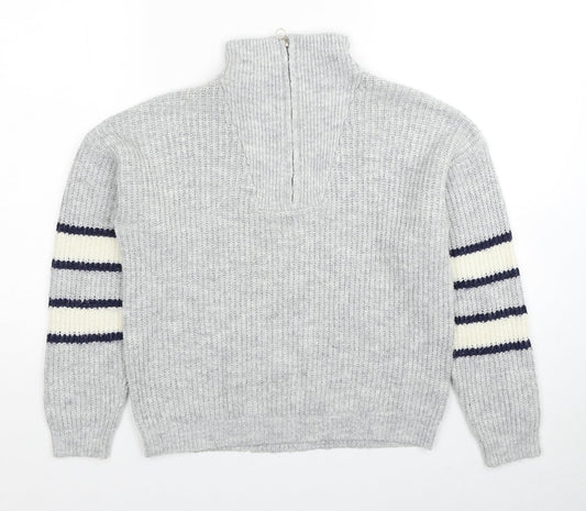 M&Co Girls Grey Halter Acrylic Pullover Jumper Size 12 Years Pullover
