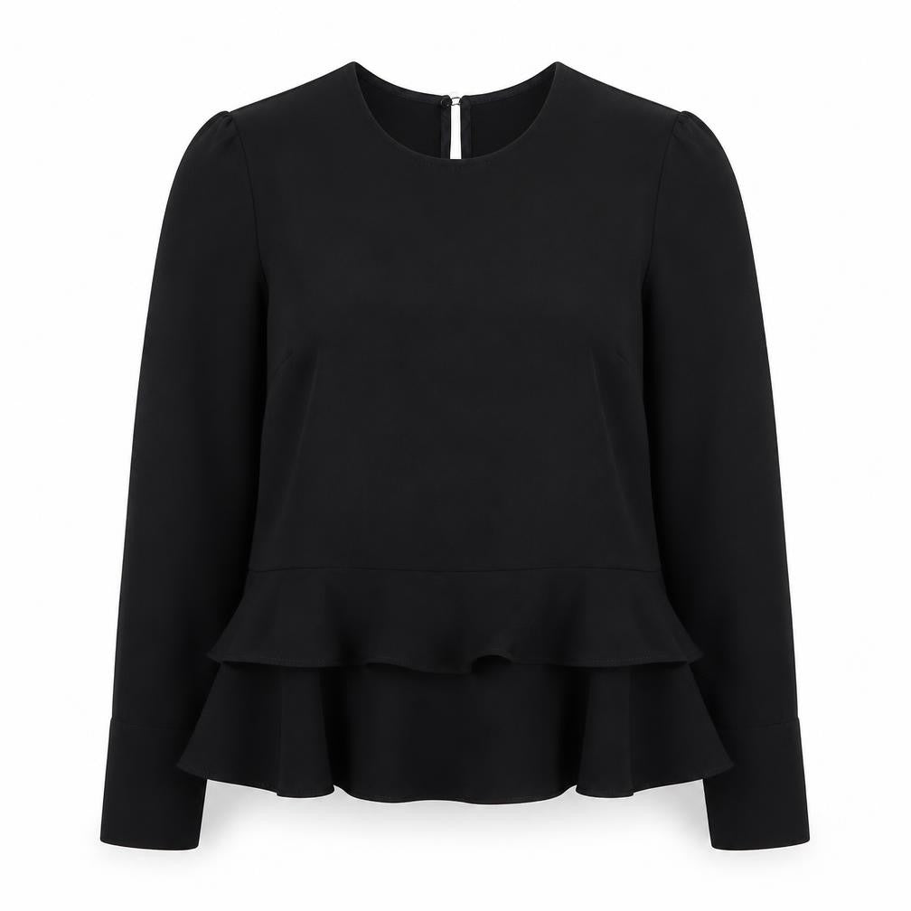 Zara Womens Black Polyester Basic Blouse Size S Scoop Neck
