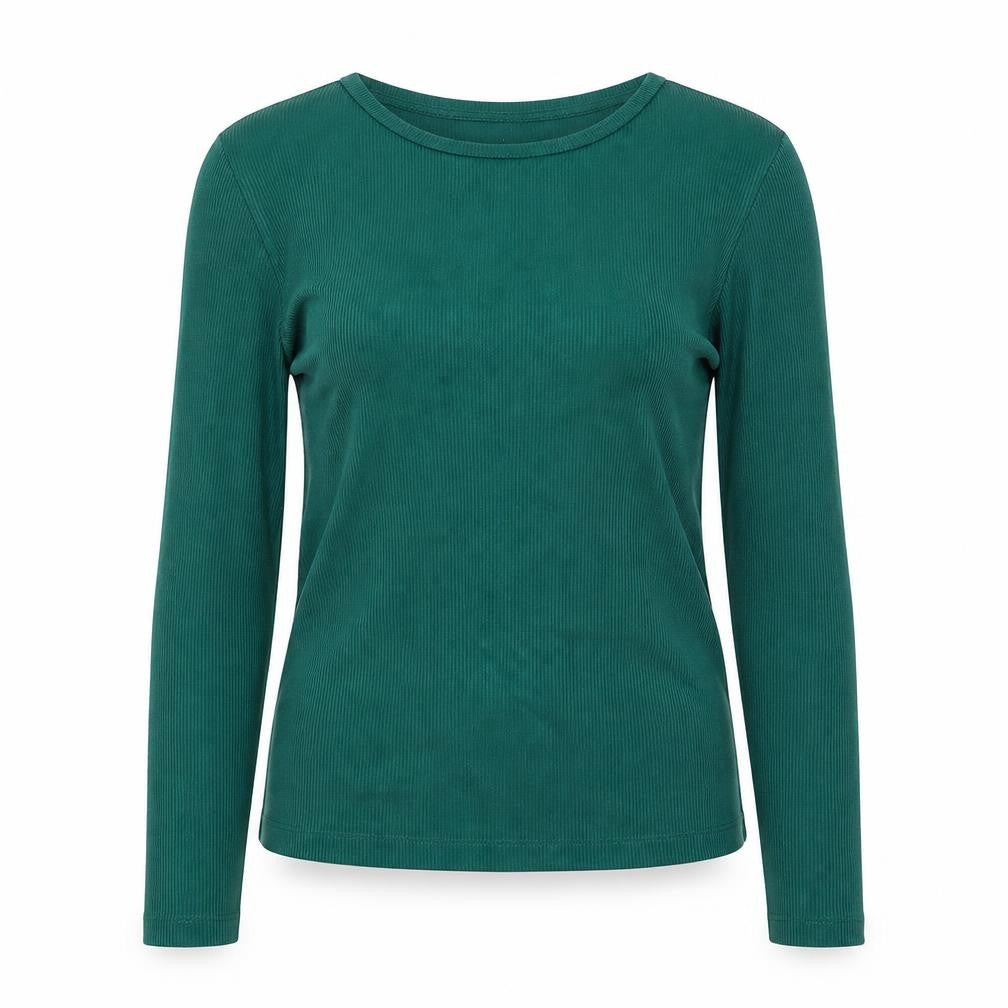 Stradivarius Womens Green Polyester Basic Blouse Size S Boat Neck - Ribbed