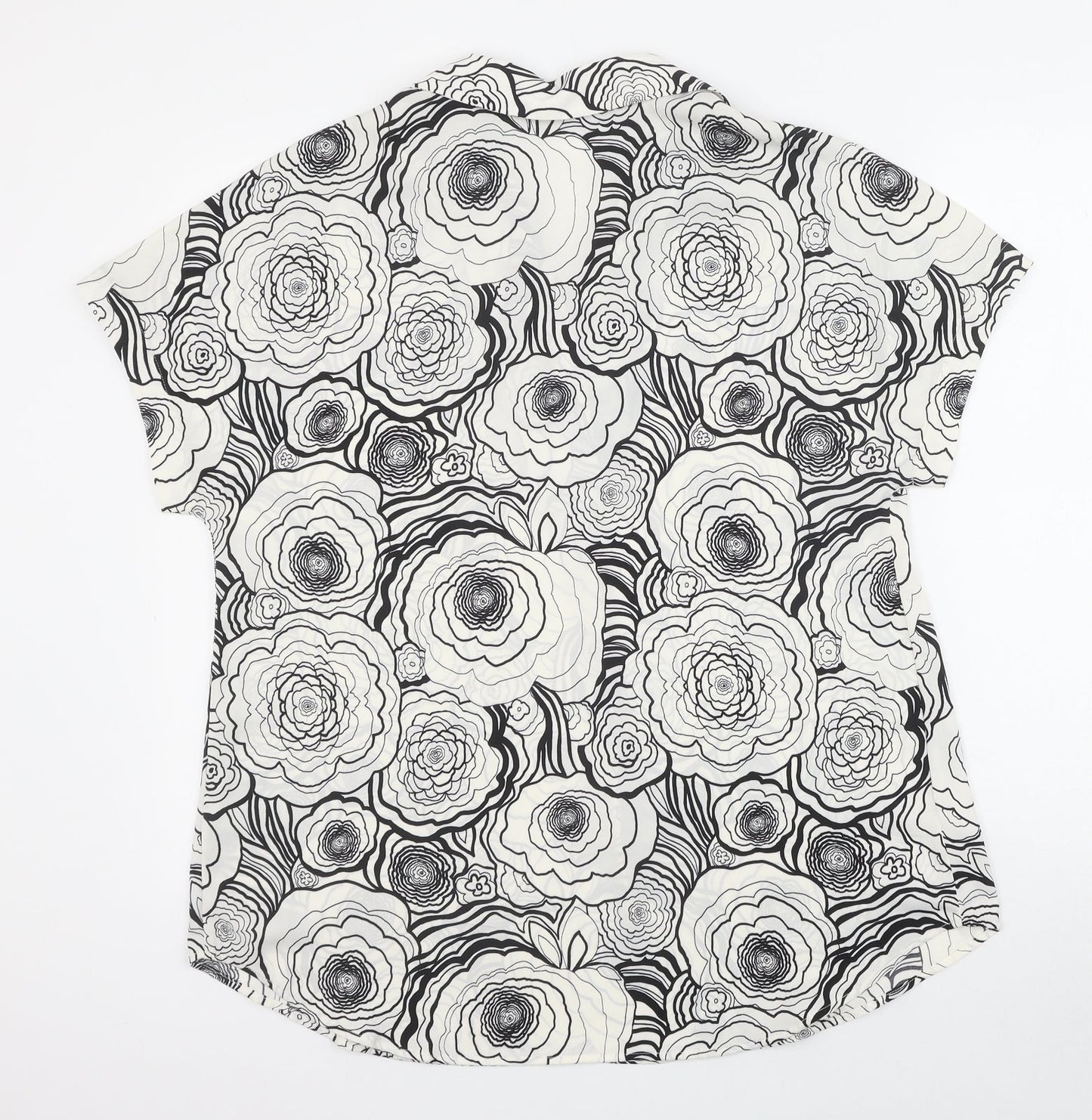 Marks and Spencer Womens Ivory Floral Polyester Basic Blouse Size 10 V-Neck
