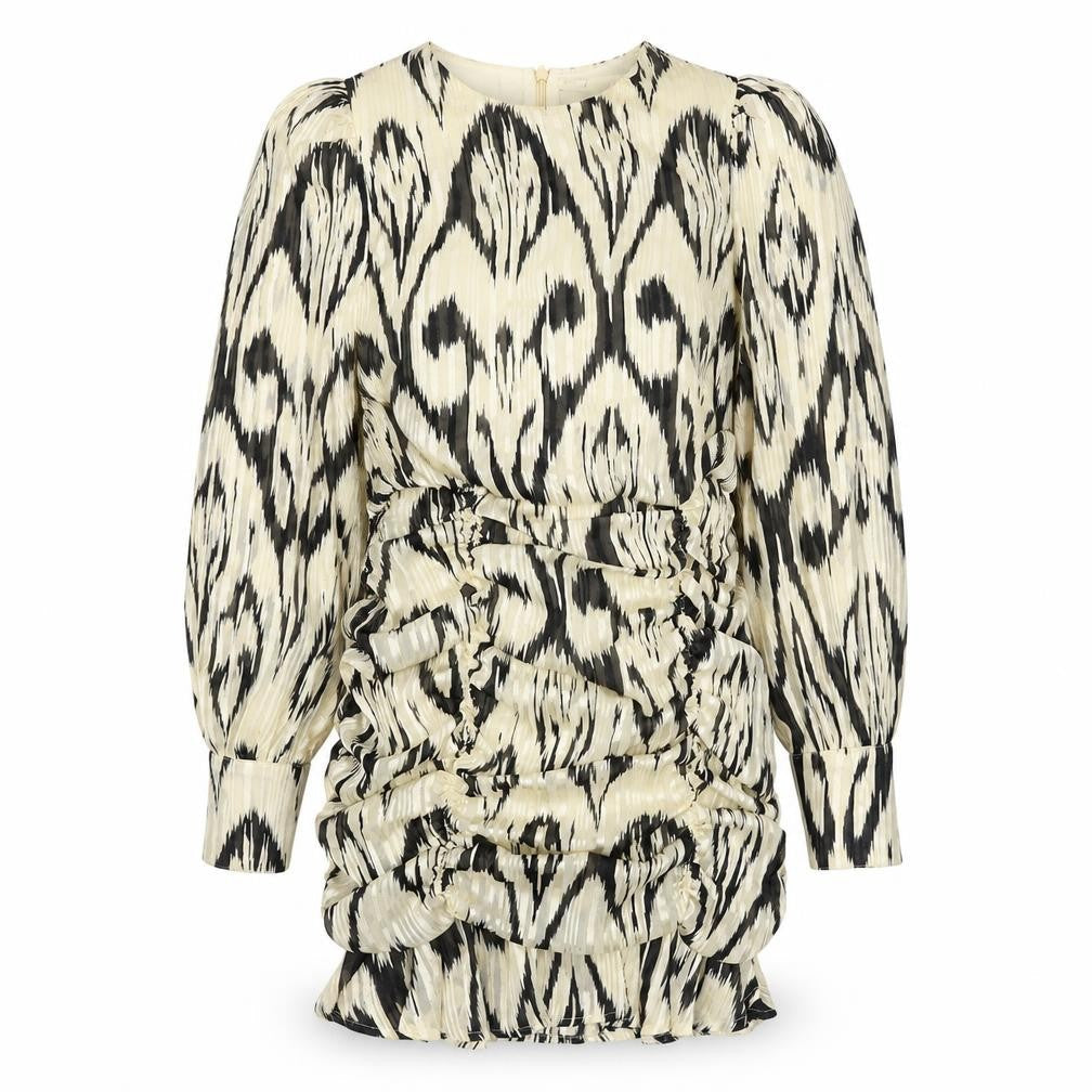 Oasis Womens Ivory Geometric Polyester Bodycon Size 12 Round Neck Zip