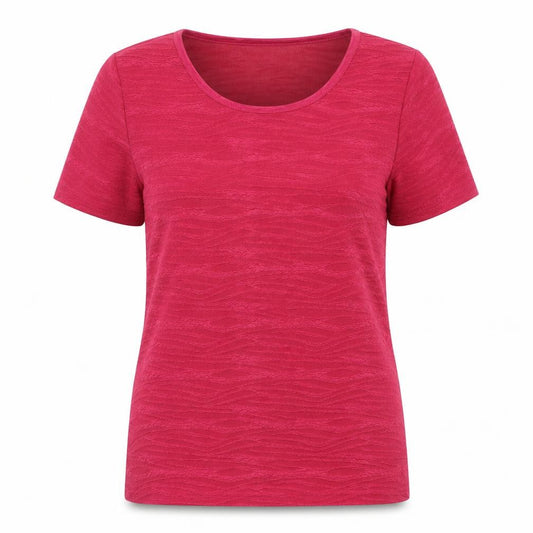 EWM Womens Red Polyester Basic T-Shirt Size S Round Neck