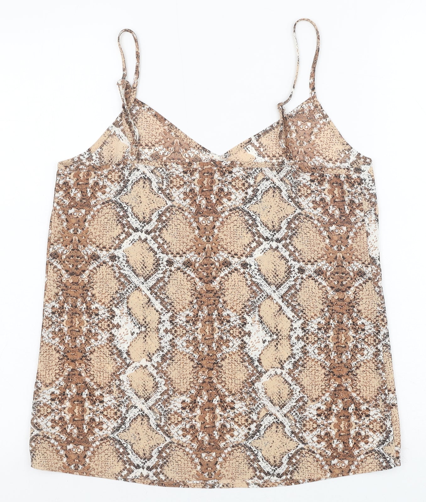 Marks and Spencer Womens Brown Animal Print Polyester Basic Tank Size 8 V-Neck - Snakeskin Pattern